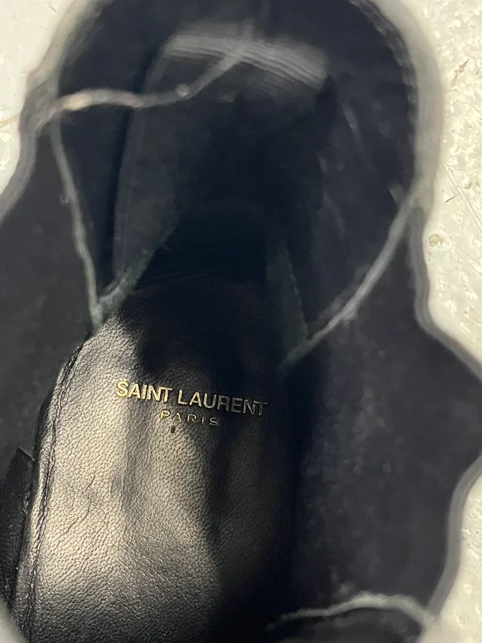 Saint Laurent Dark Grey Suede Chelsea Boots - Image 9