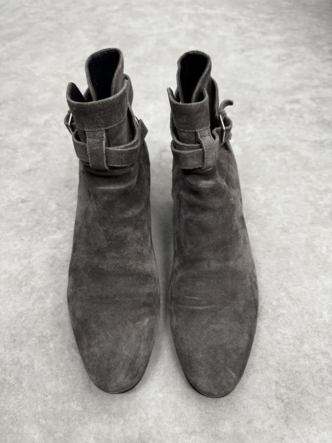 Saint Laurent Grey Suede Jodhpur Boots - Image 3