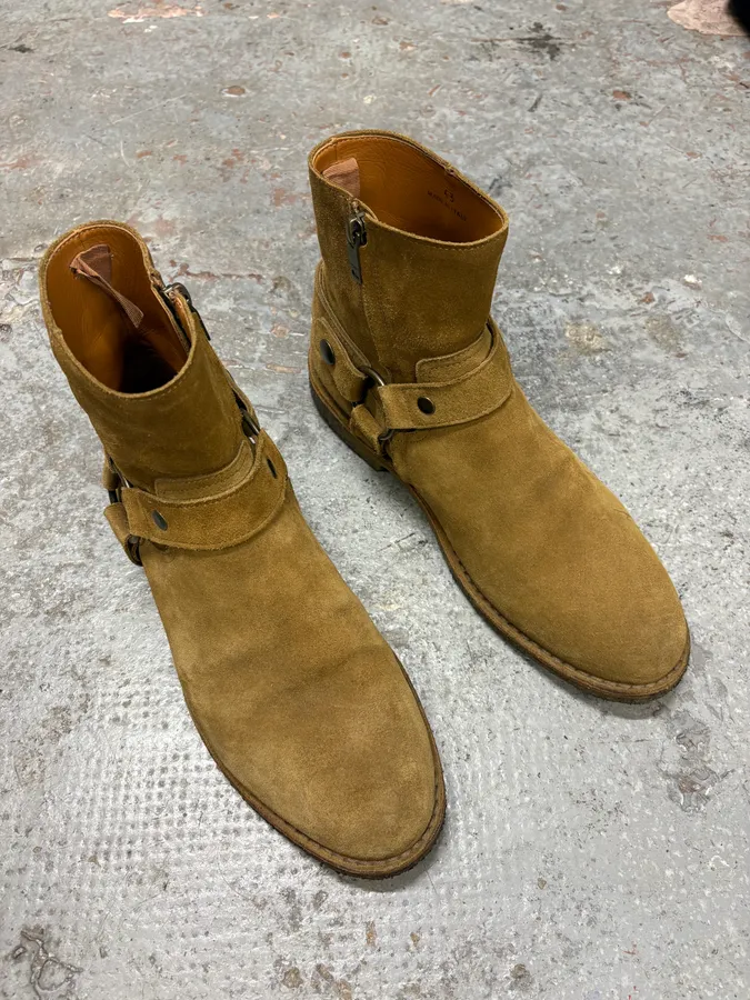 Saint Laurent Harness Beige Suede Leather Boots - Image 4