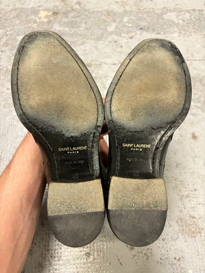 Saint Laurent Jodhpur Black Crocodile Leather Boots - Image 8