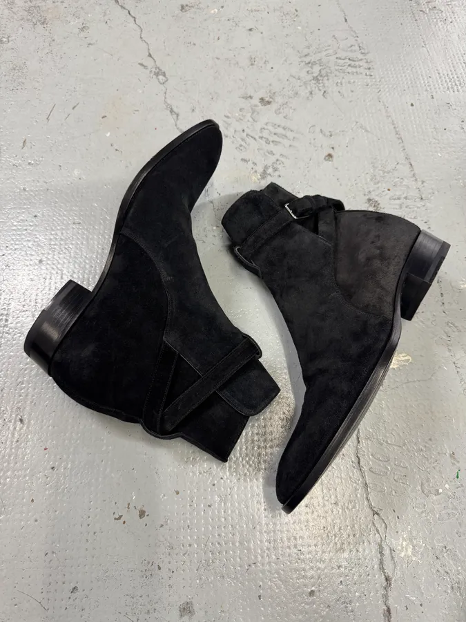 Saint Laurent Jodhpur Black Suede Leather Ankle Boots - Image 4