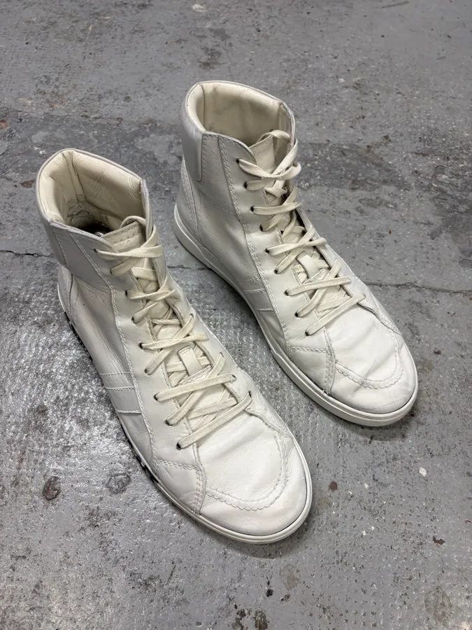 Saint Laurent Joe High Leather White Sneakers - Image 4