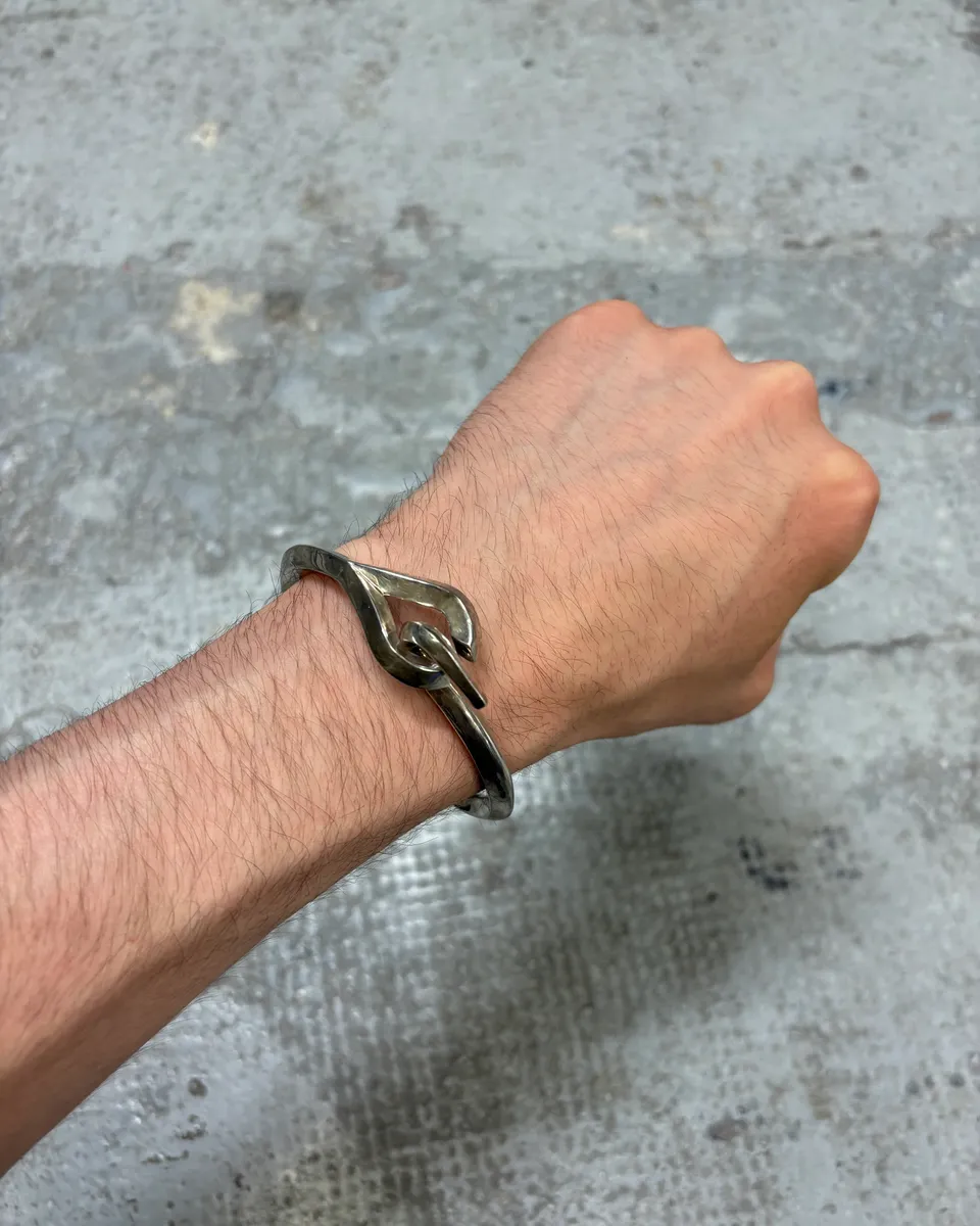 Saint Laurent Modern Silver Sculpture Bracelet