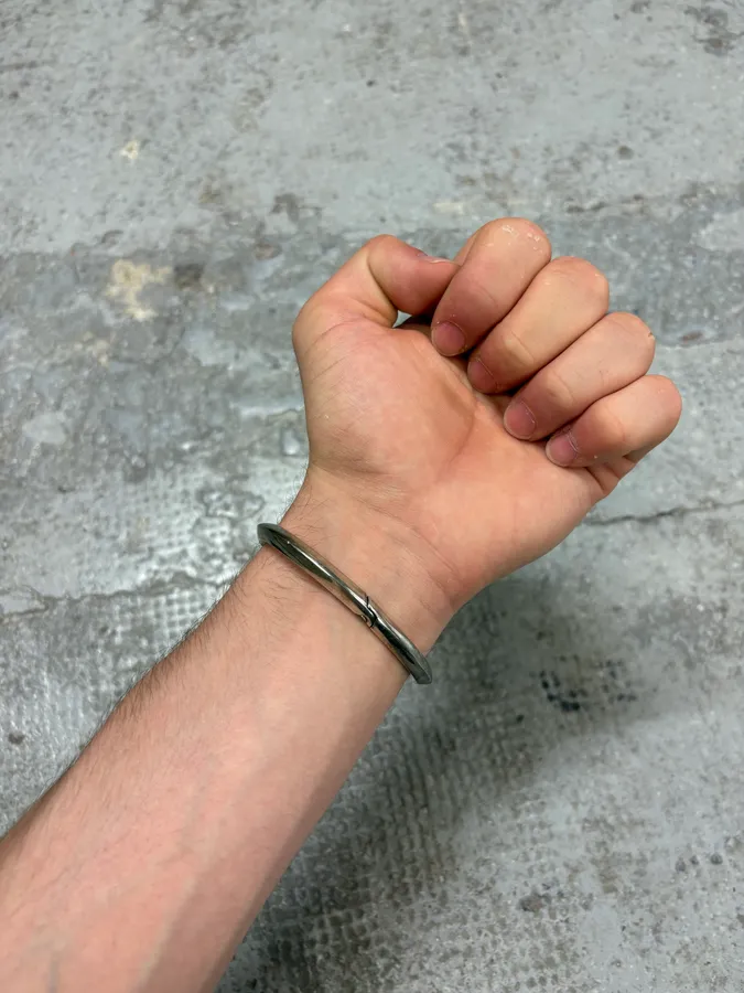 Saint Laurent Modern Silver Sculpture Bracelet - Image 2