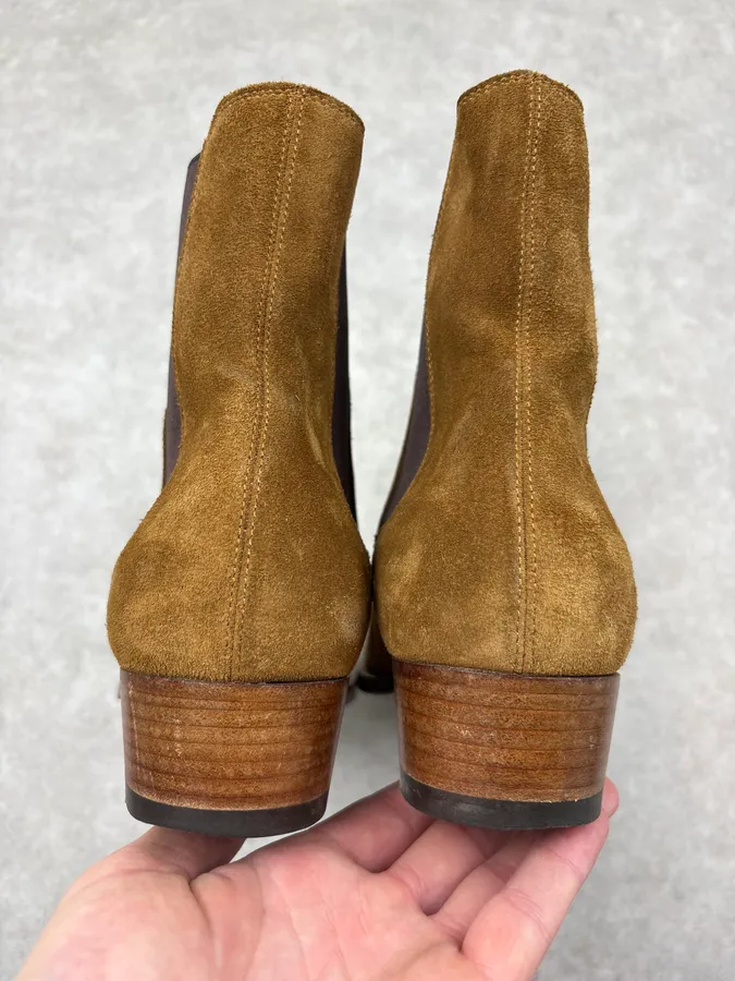 Saint Laurent Paris Wyatt Suede Beige Leather Boots - Image 7