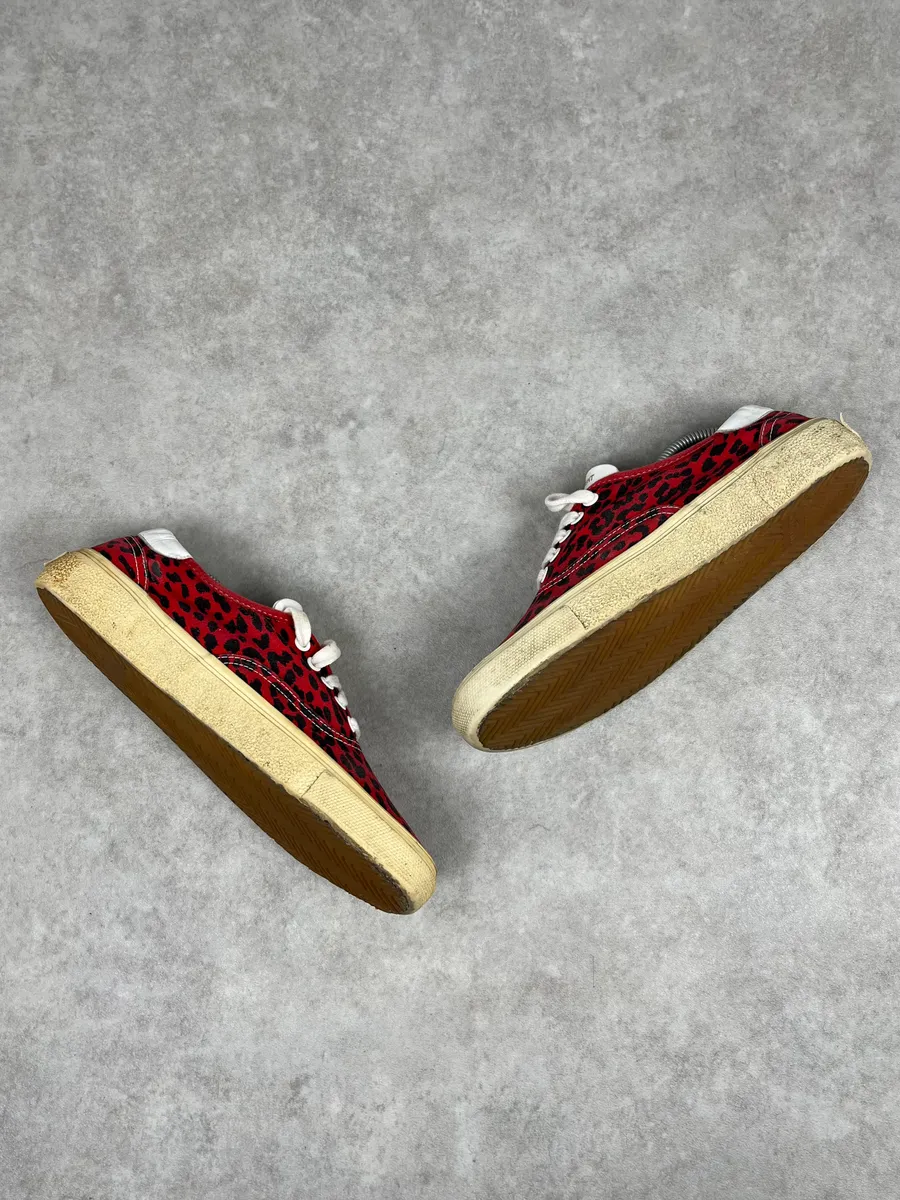 Saint Laurent Red & Black Leopard LA Sneakers - Image 5