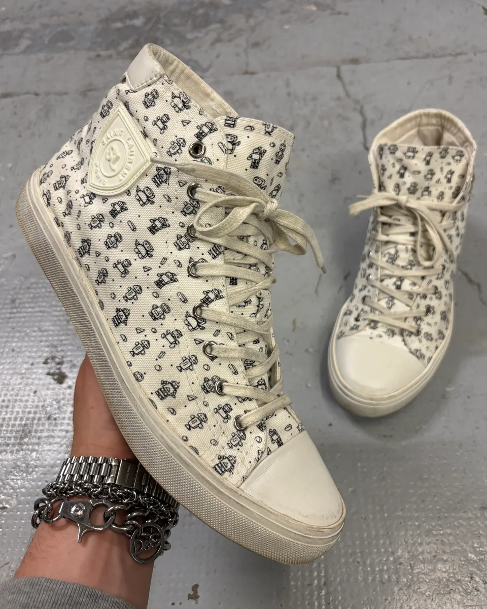 Saint Laurent White Canvas High-Top Sneakers