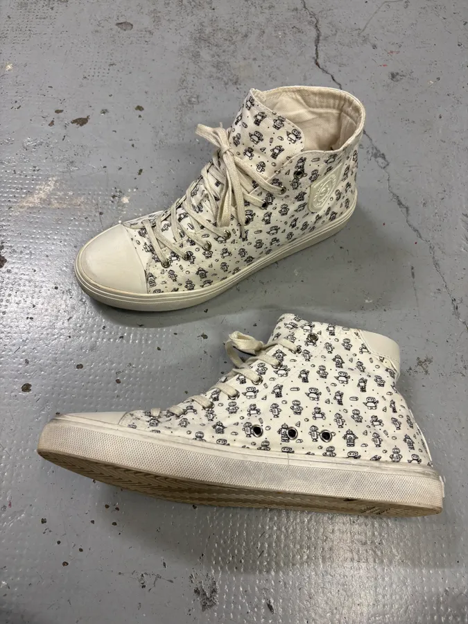 Saint Laurent White Canvas High-Top Sneakers - Image 6