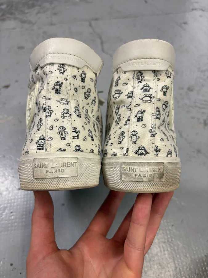 Saint Laurent White Canvas High-Top Sneakers - Image 7