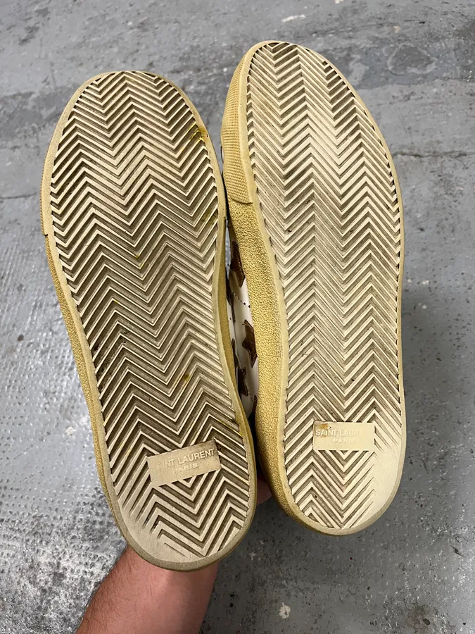 Saint Laurent White & Gold Stars Leather Sneakers - Image 6