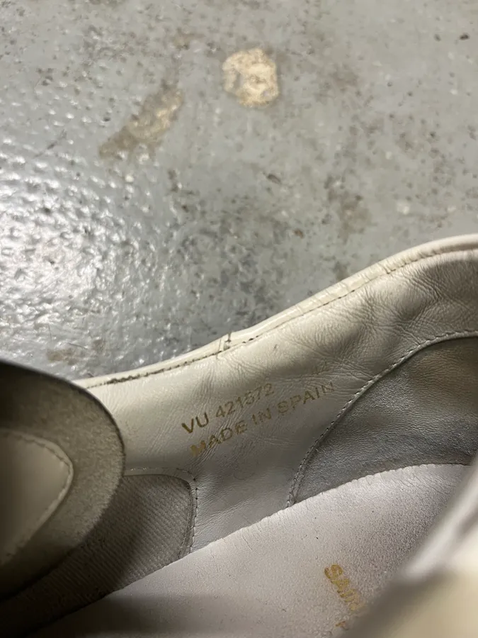 Saint Laurent White & Gold Stars Leather Sneakers - Image 9