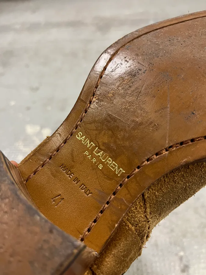 Saint Laurent Wyatt Brown Suede Leather Buckle Boots - Image 7