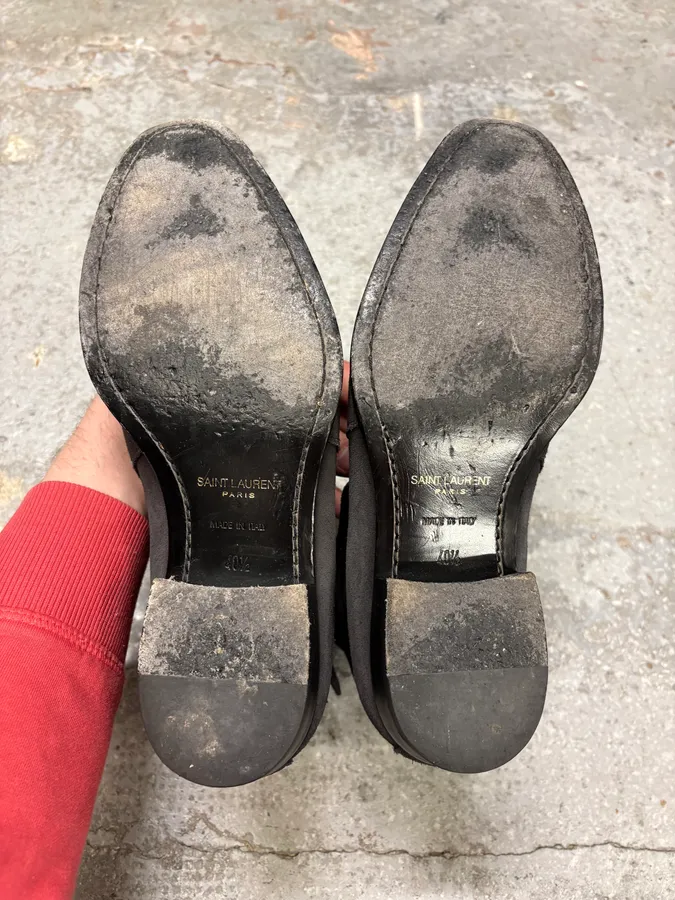 Saint Laurent Wyatt Jodhpur Suede Grey Boots - Image 8
