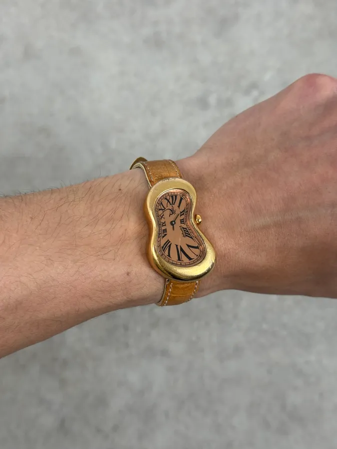 Softwatch Salvador Dali Pink Gold Leather Melting Clock Watch - Image 2