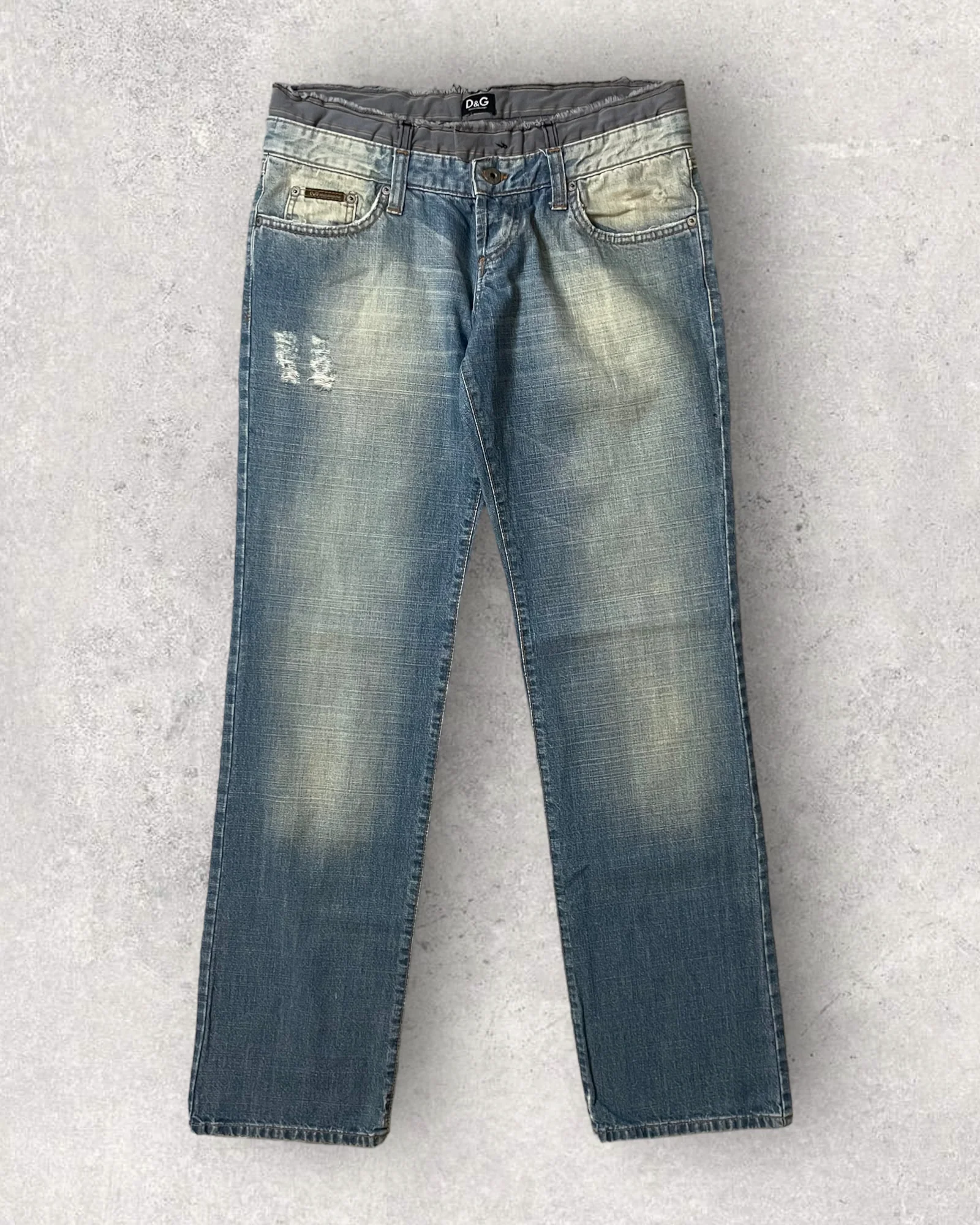 SS05 Dolce & Gabbana Double-Waisted Faded Jeans - Image 3