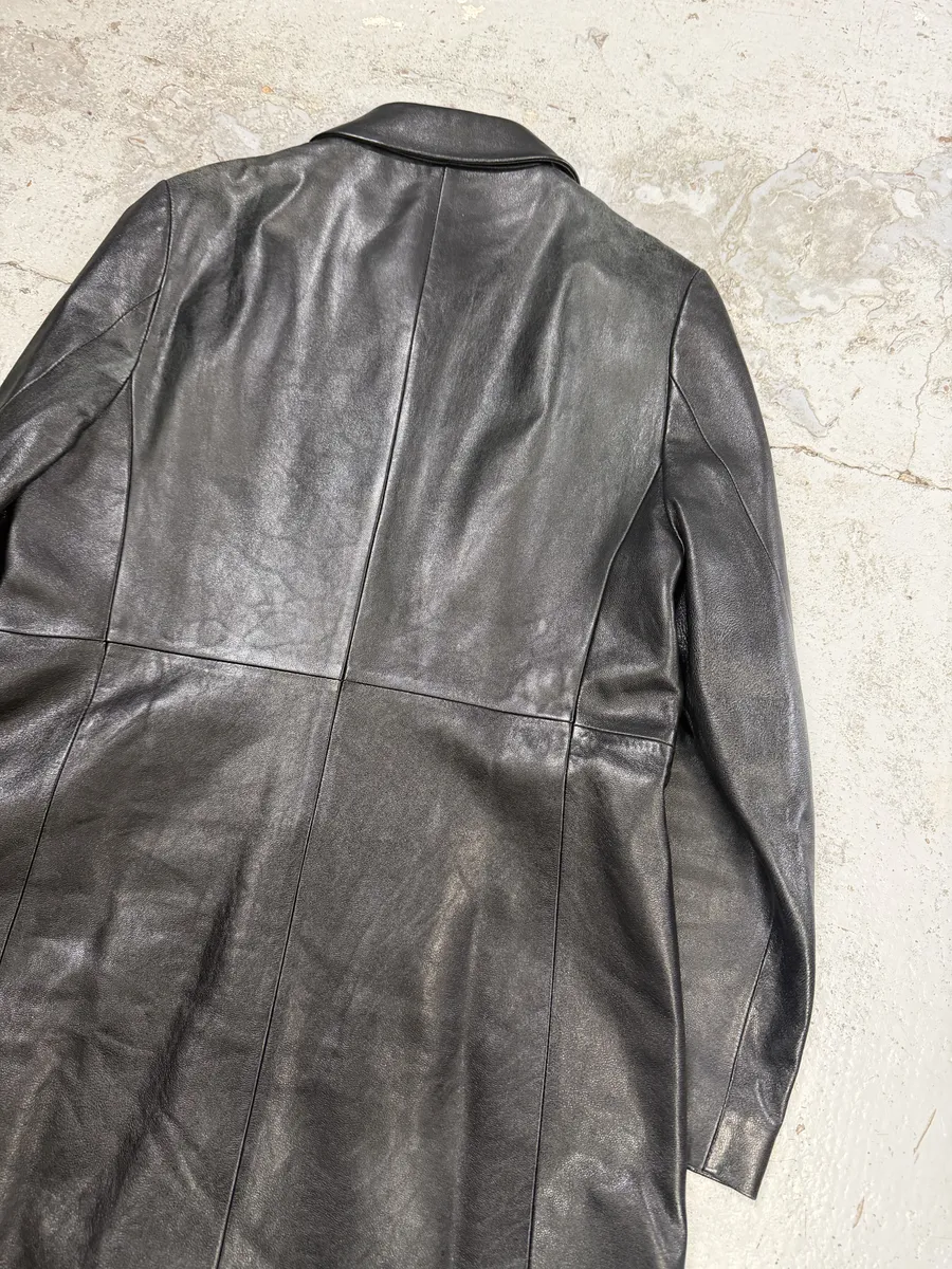SS1998 Balenciaga Black Leather Trench Coat - Image 11
