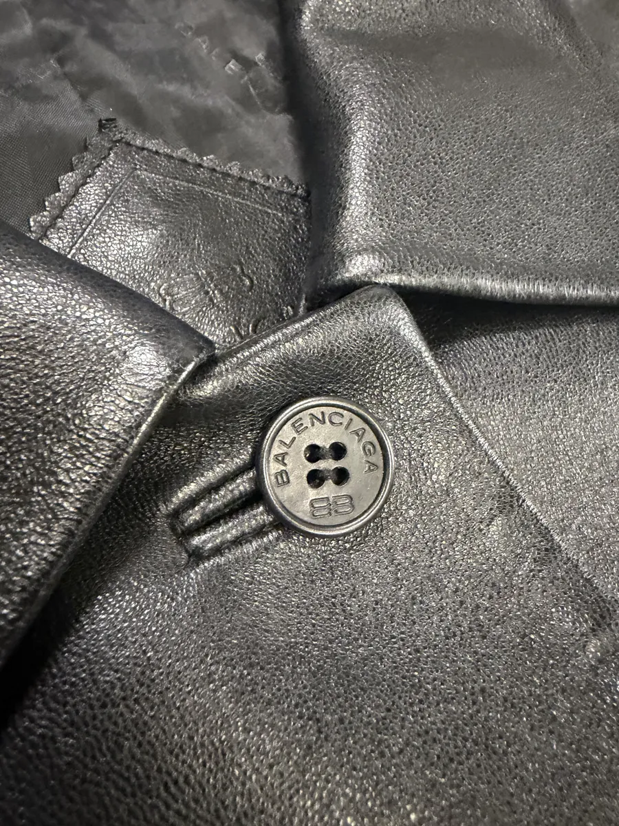 SS1998 Balenciaga Black Leather Trench Coat - Image 13