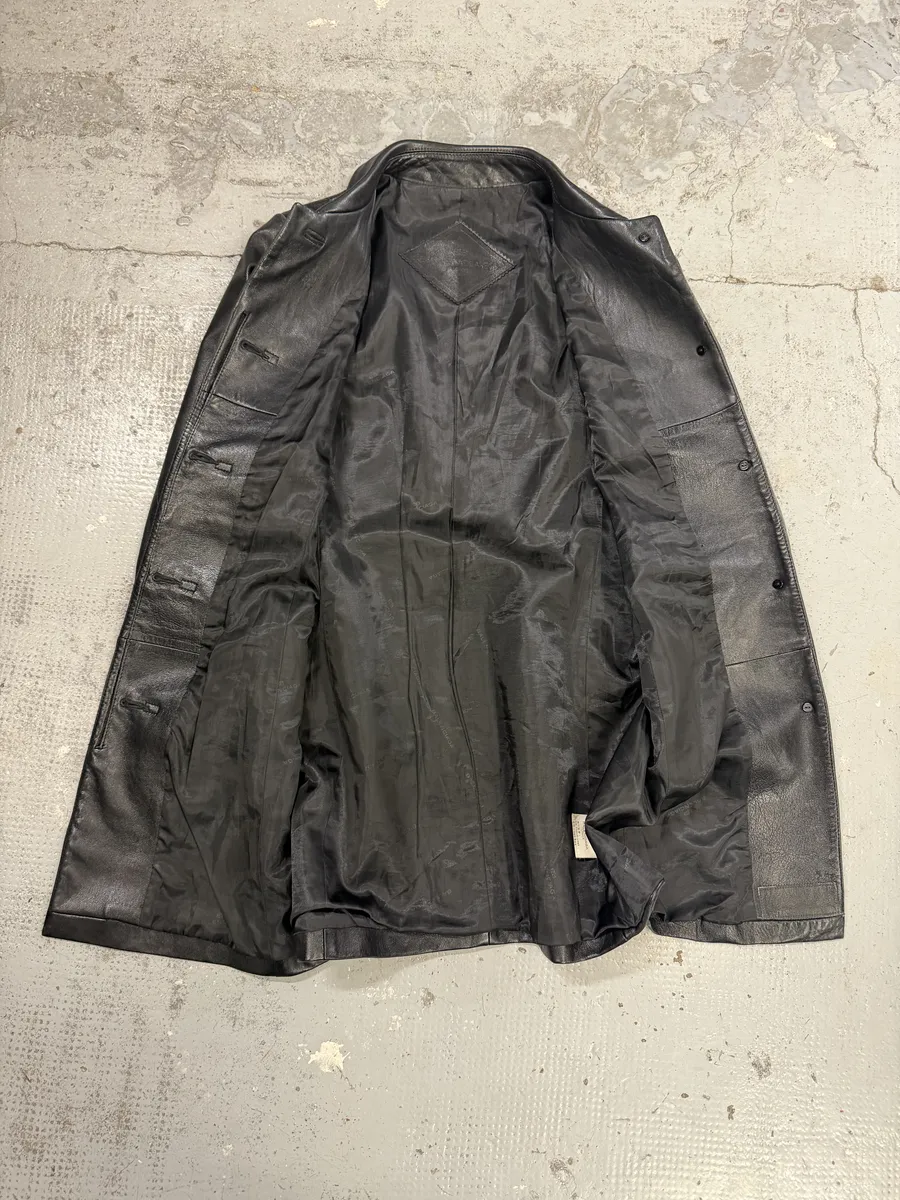 SS1998 Balenciaga Black Leather Trench Coat - Image 5