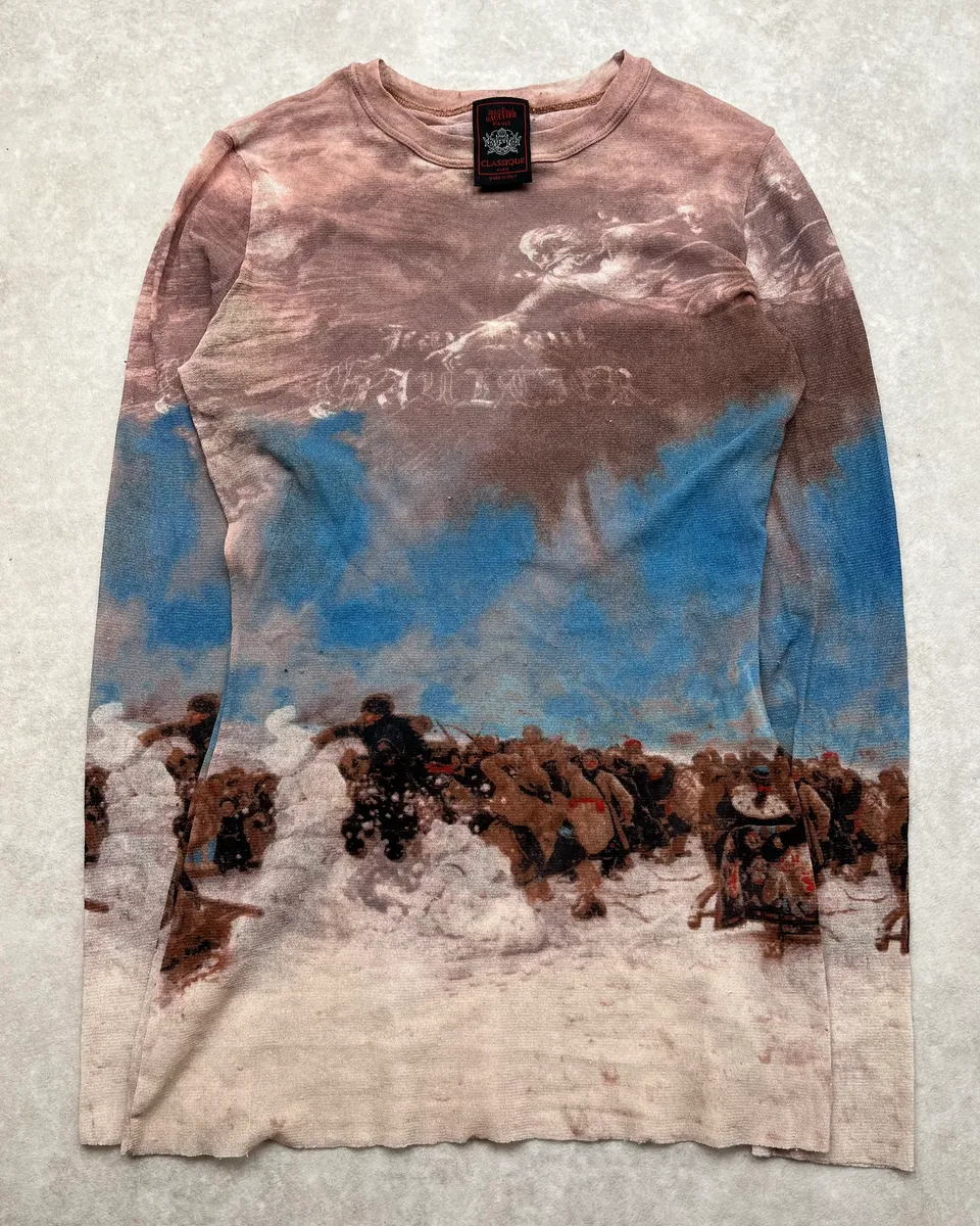 SS1998 Jean Paul Gaultier Landscape Brown Mesh Longsleeve - Image 4