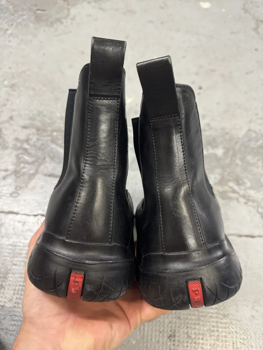 SS1999 Prada Black Vibram Leather Boots - Image 8