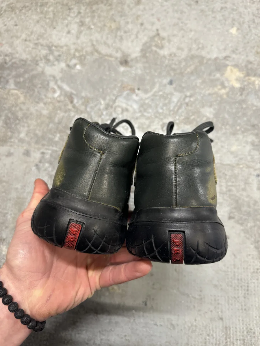 SS1999 Prada Faded Forest Green Leather Vibram Shoes - Image 5