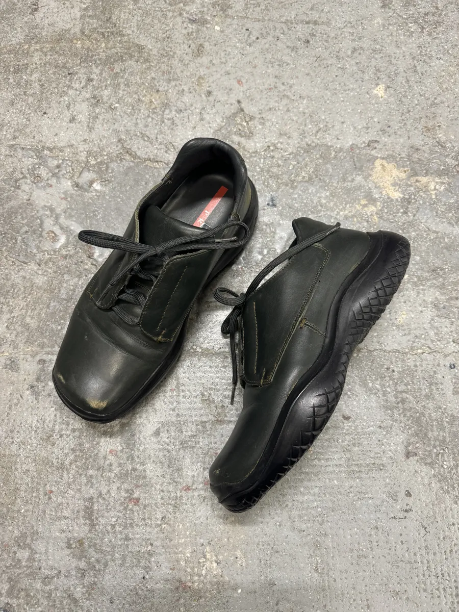 SS1999 Prada Faded Forest Green Leather Vibram Shoes - Image 8