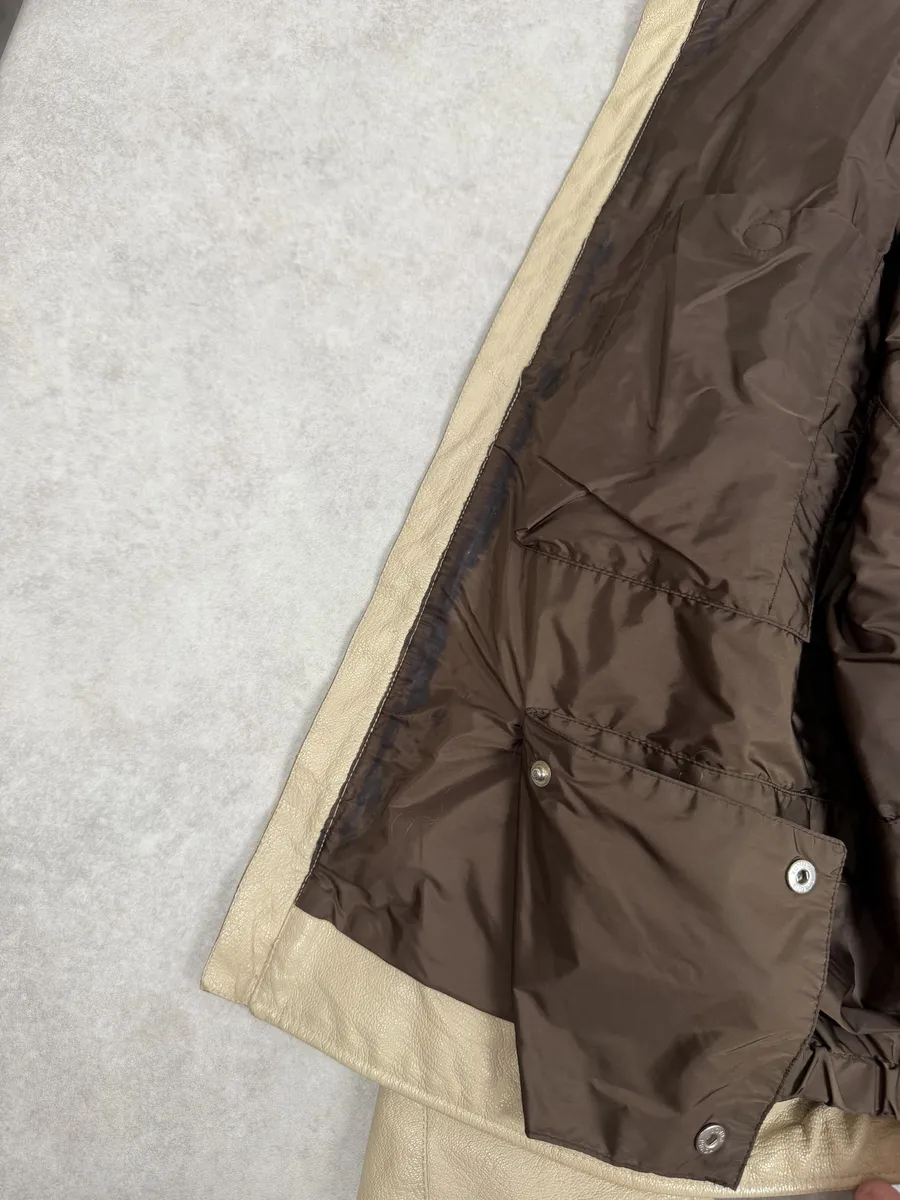 SS2000 Prada Beige Padded Biker Leather Jacket - Image 12
