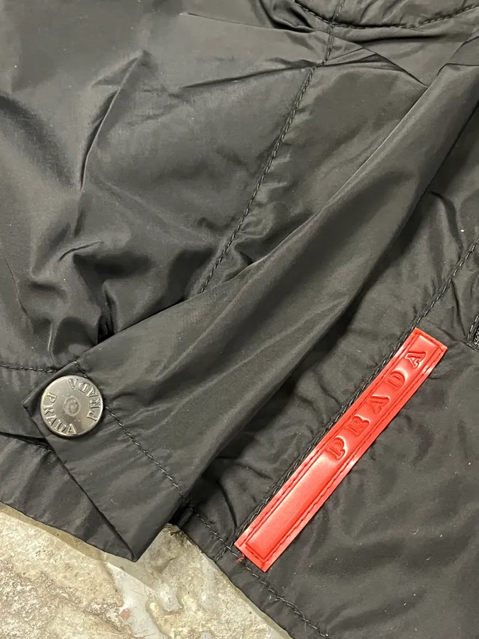 SS2000 Prada Biker Black Nylon Padded Jacket - Image 8