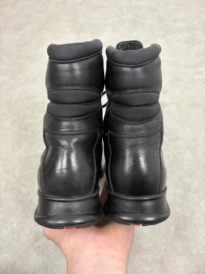 SS2000 Prada Black Leather Ankle Metallic Boots - Image 7