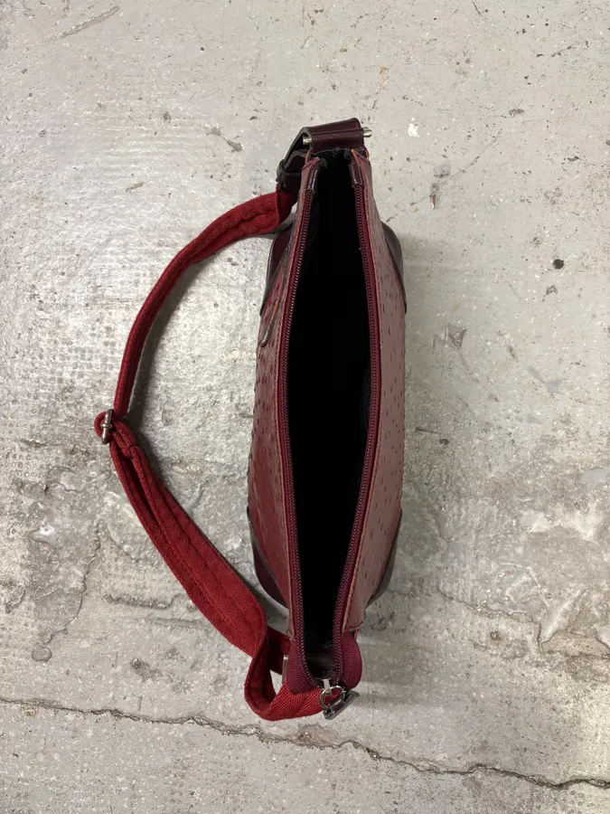 SS2000 Prada Burgundy Ostrich Leather Handle Bag - Image 5
