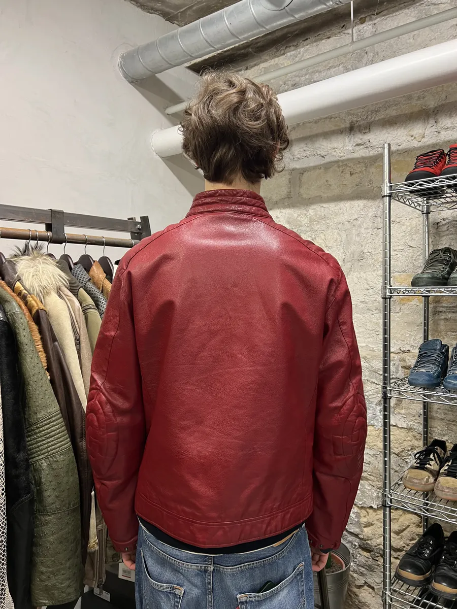 SS2000 Prada Padded Biker Red Leather Jacket - Image 4