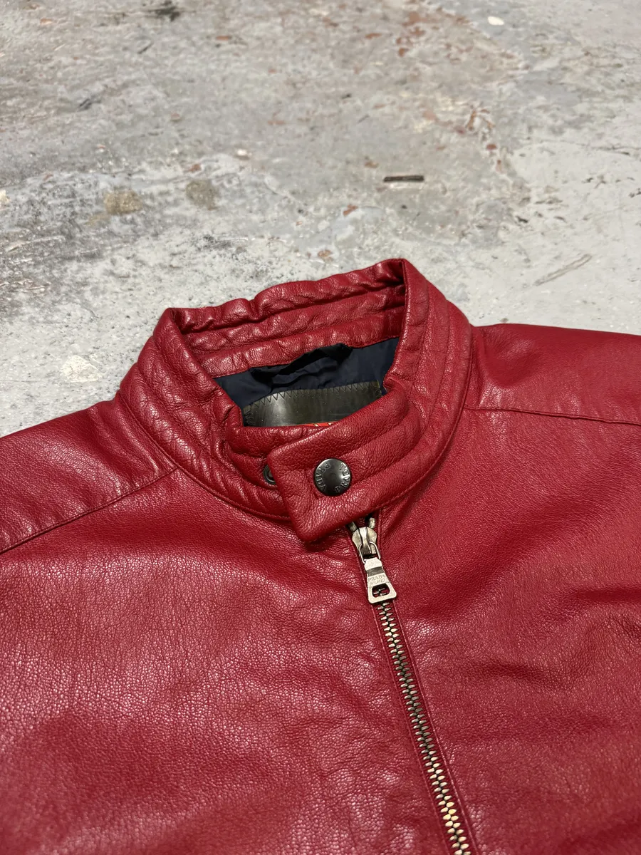 SS2000 Prada Red Biker Padded Leather Jacket - Image 10