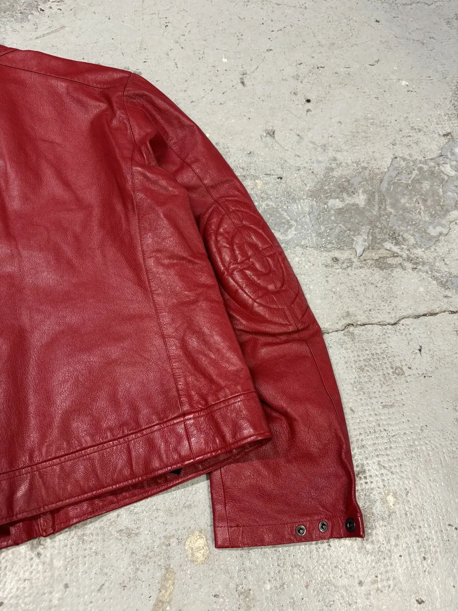 SS2000 Prada Red Biker Padded Leather Jacket - Image 11