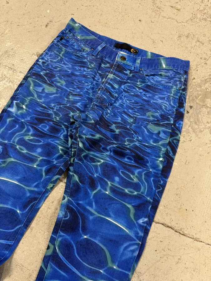 SS2001 Cavalli Blue Ocean Waves Reflection Pants - Image 2