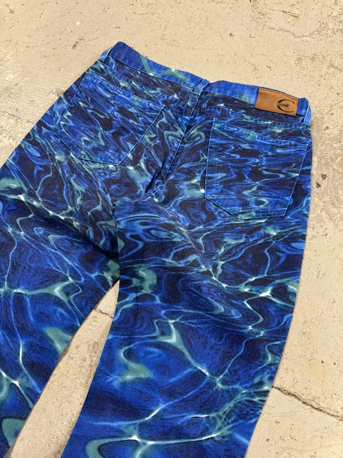 SS2001 Cavalli Blue Ocean Waves Reflection Pants - Image 7