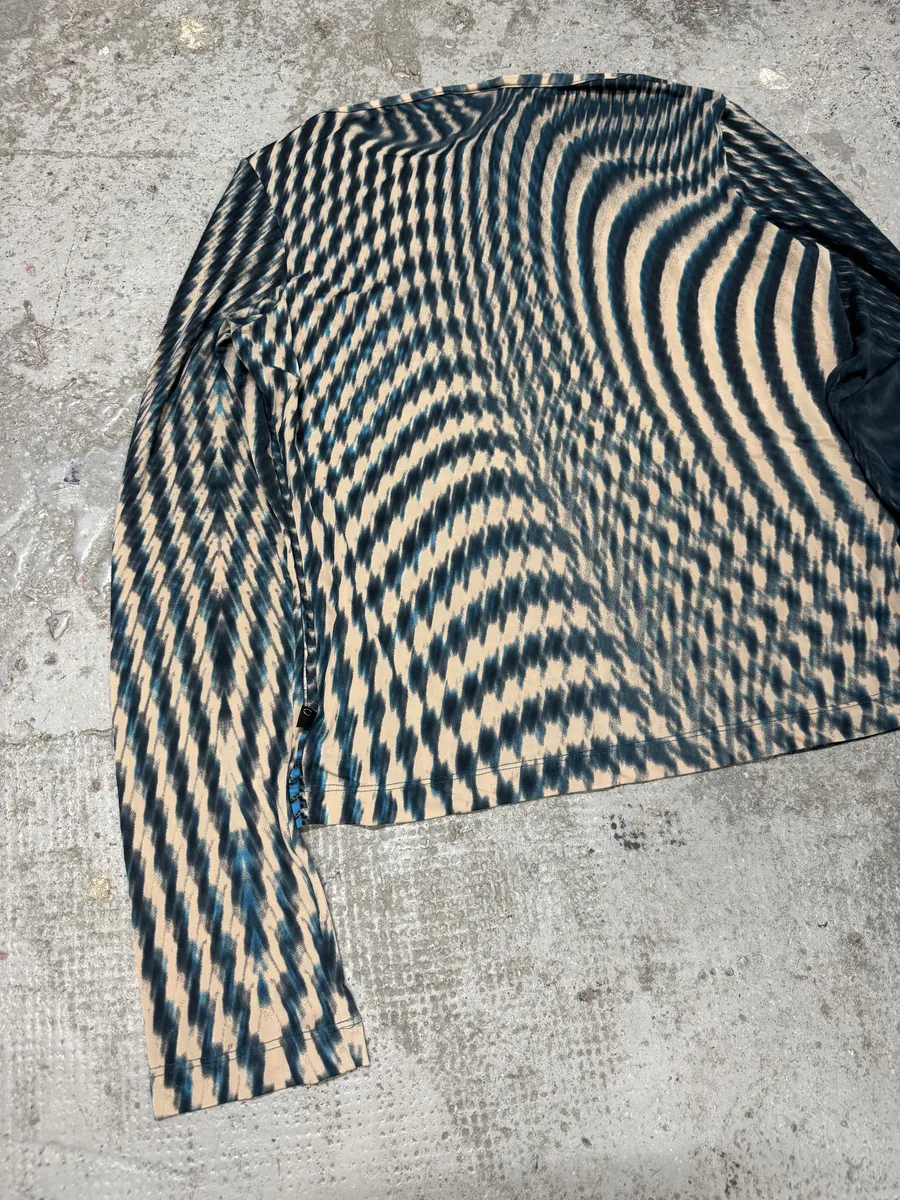 SS2001 Cavalli Blue Psychedelic Pixel Mesh Longsleeves Top - Image 5