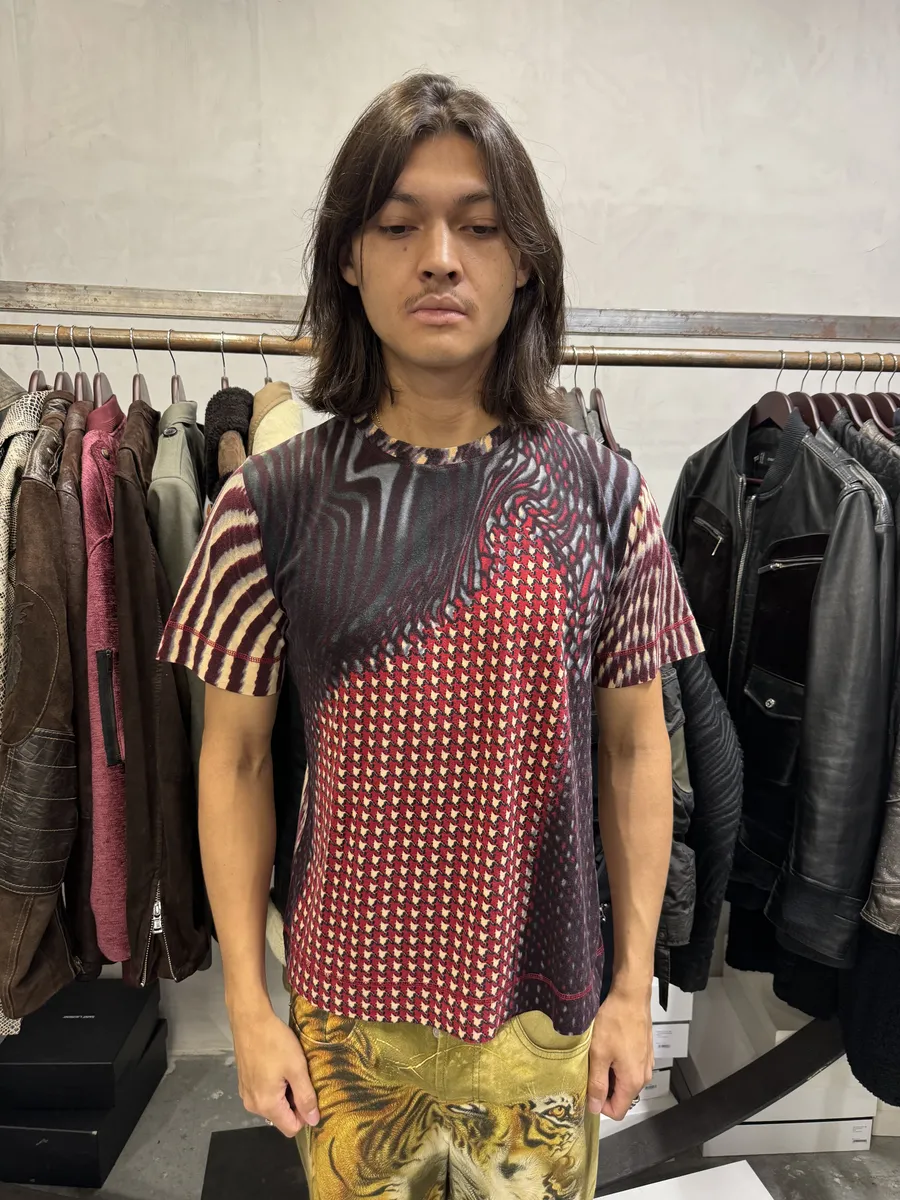 SS2001 Cavalli Hallucination Houndstooth Red T-Shirt - Image 2