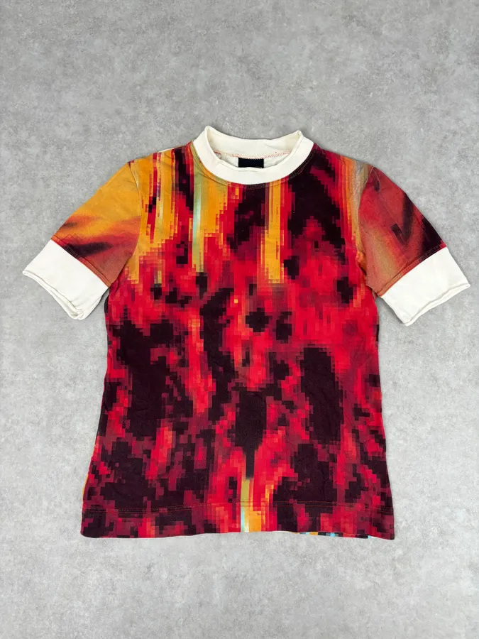 SS2001 Cavalli Multicolor Pixelated Graphic T-Shirt - Image 2