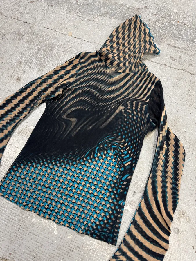 SS2001 Cavalli Psychedelic Pixel Blue Turtleneck Top - Image 2