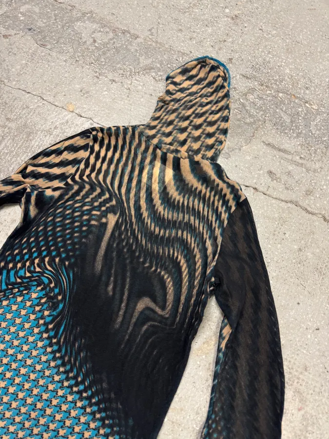 SS2001 Cavalli Psychedelic Pixel Blue Turtleneck Top - Image 4