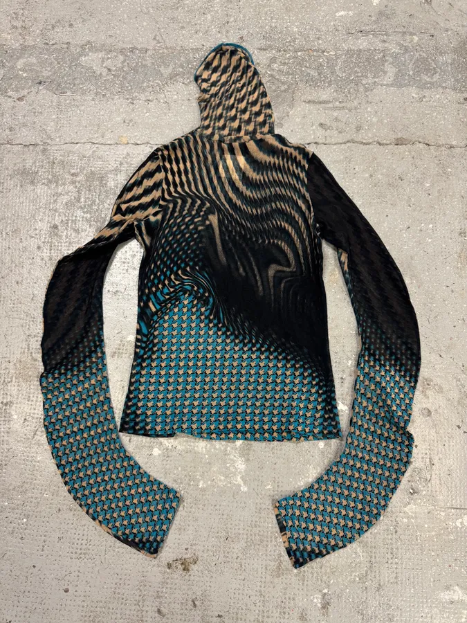 SS2001 Cavalli Psychedelic Pixel Blue Turtleneck Top - Image 6