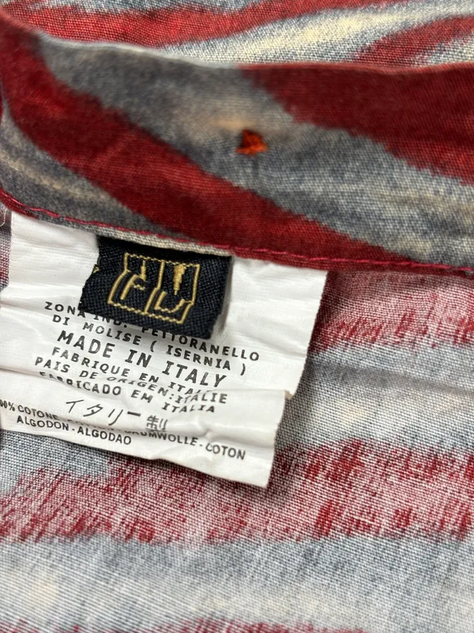 SS2001 Cavalli Red Burgundy Mixed Pattern Shirt - Image 12