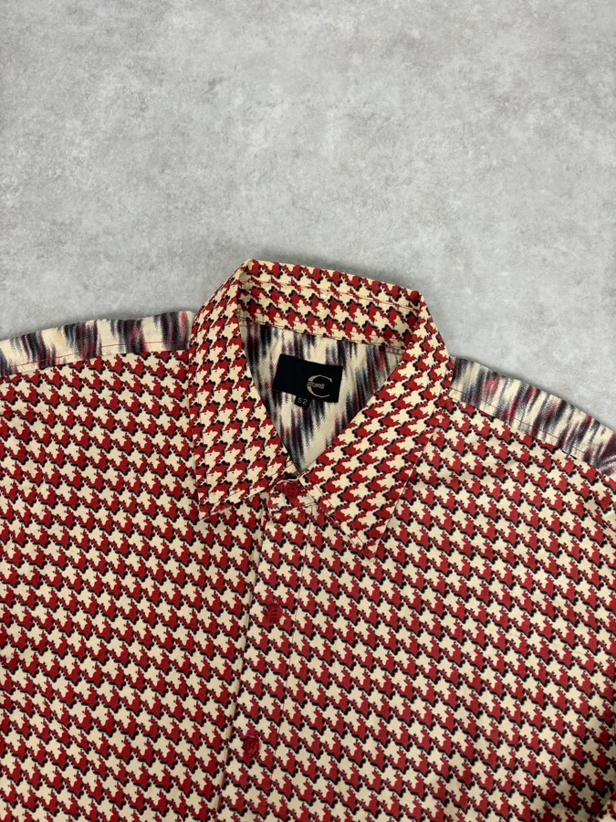 SS2001 Cavalli Red Burgundy Mixed Pattern Shirt - Image 4