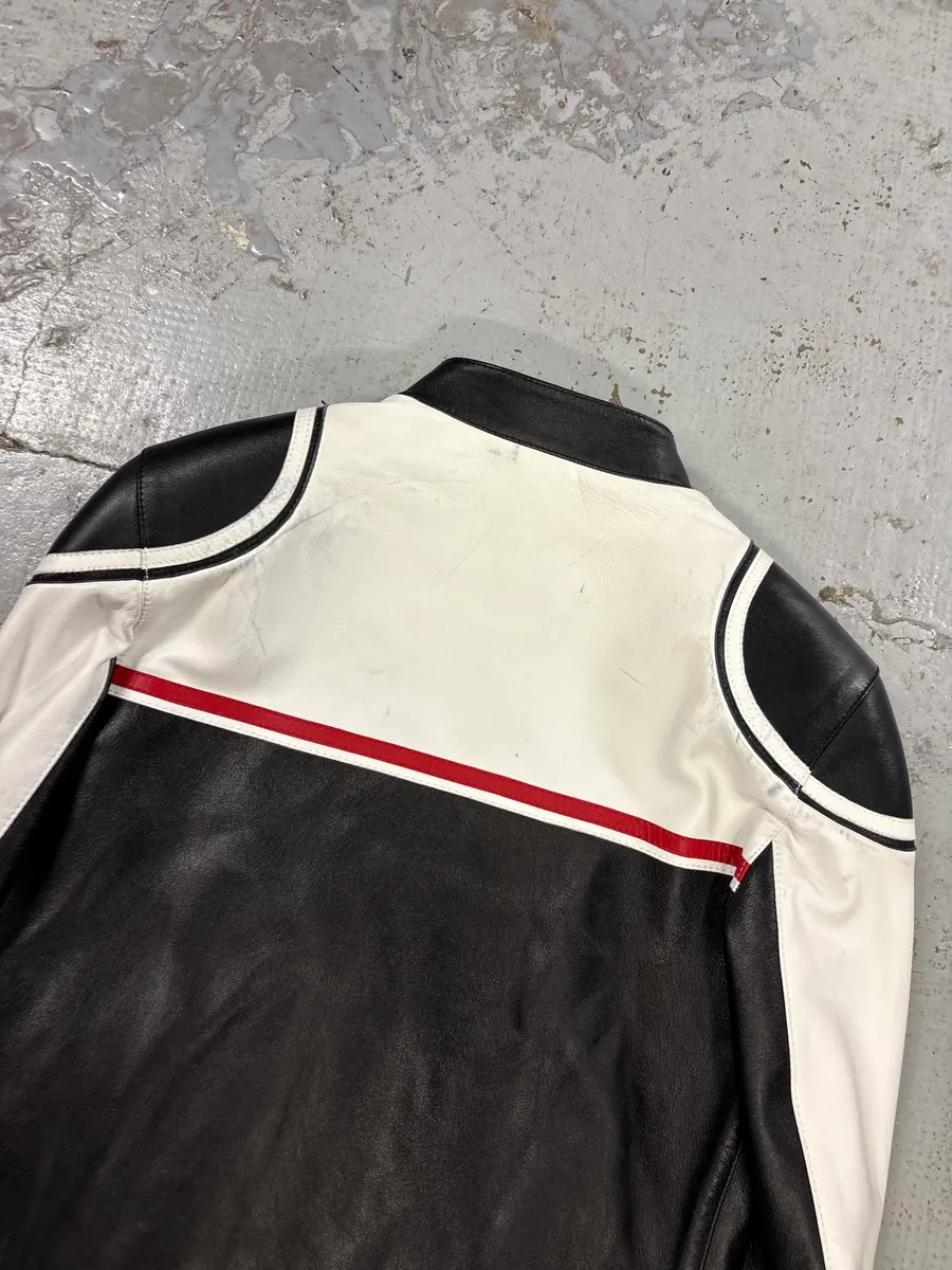 SS2001 Dolce & Gabbana Biker Superstar Black & White Leather Jacket - Image 6