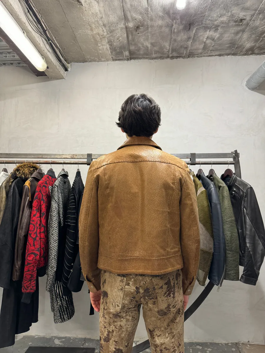 SS2001 Dolce & Gabbana Cracked Brown Italian Pure Leather Jacket - Image 3
