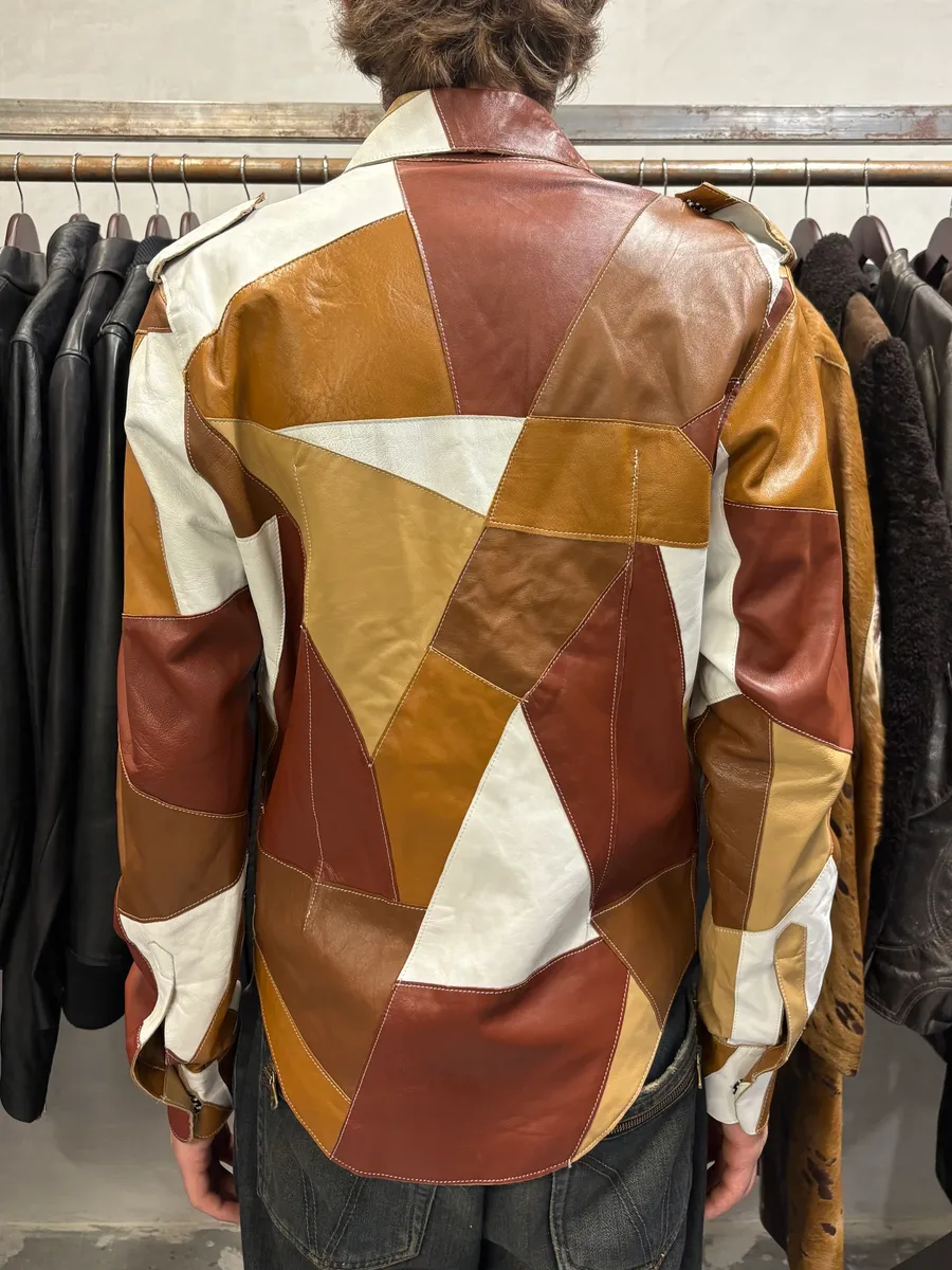 SS2001 Dolce & Gabbana Patchwork Leather Shirt Jacket - Image 4
