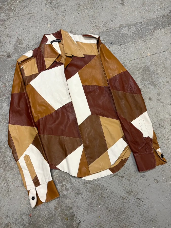 SS2001 Dolce & Gabbana Patchwork Leather Shirt Jacket - Image 5