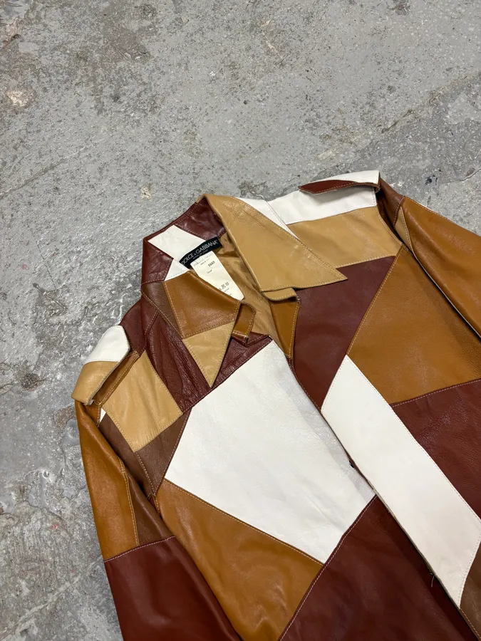 SS2001 Dolce & Gabbana Patchwork Leather Shirt Jacket - Image 6