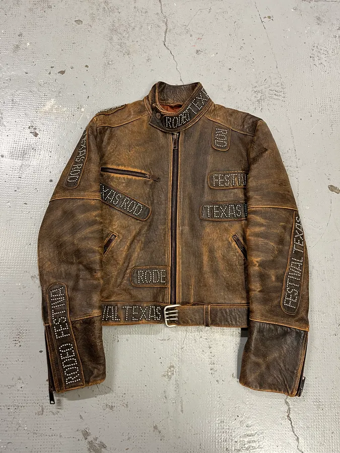 SS2001 Dolce & Gabbana Rodeo Studded Aged Leather Jacket