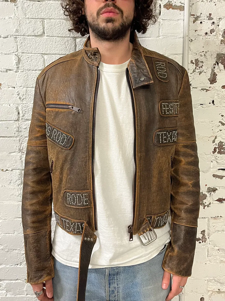 SS2001 Dolce & Gabbana Rodeo Studded Aged Leather Jacket - Image 2